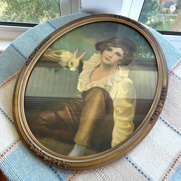 Vintage Sir Henry Raeburn Age of Innocence Young Boy, Gilted Ornate Oval Frame - Picture 8 of 16